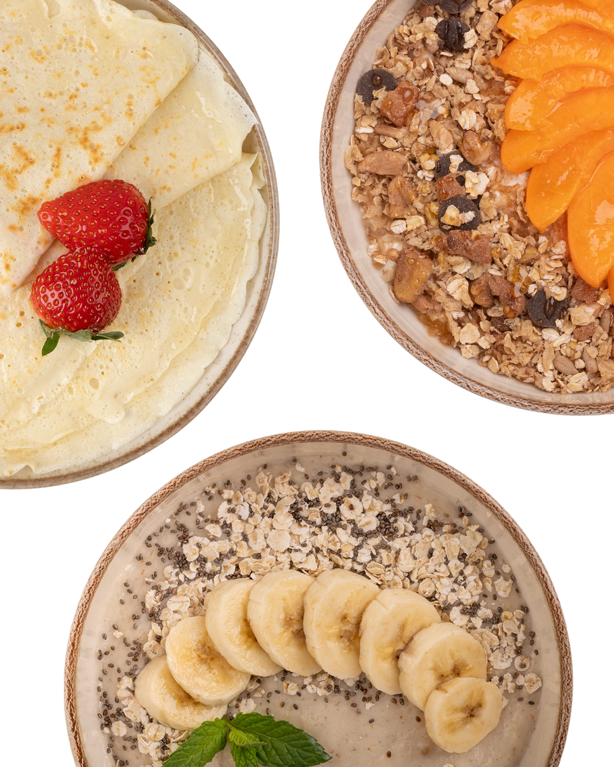 Sladká ochutnávka ZENZENA: vanilková palačinka, müsli s meruňkami a banánovo-vanilková kaše
